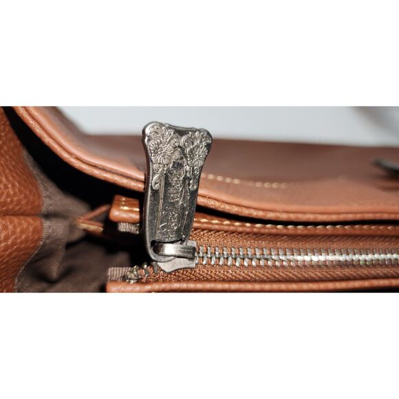 NWT Trinity Ranch Coffee Floral Tooled Leather Crossbody Bag - Picture 6 of 12
